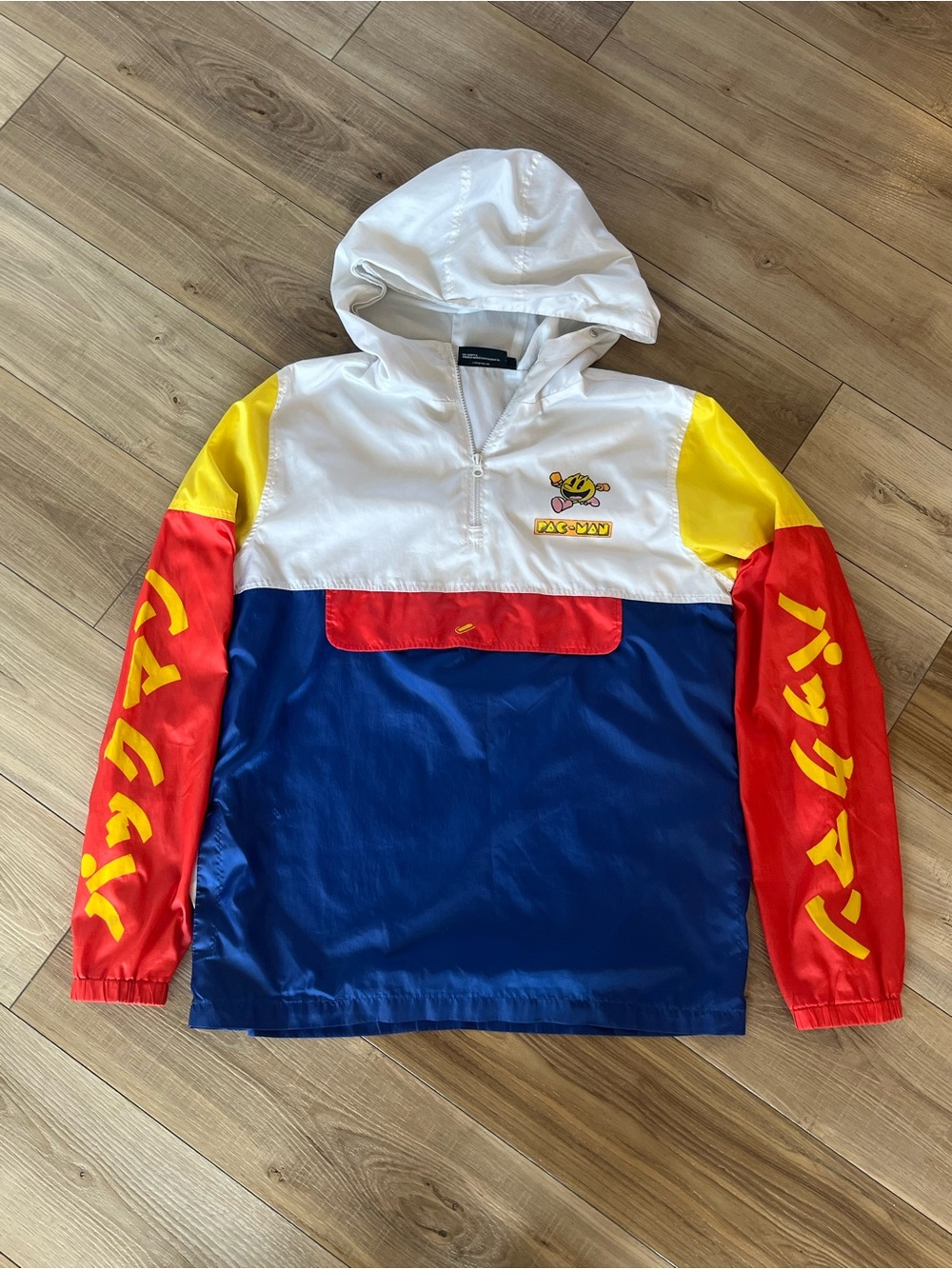 LARGE Pac-Man Windbreaker Jacket Mens Retro Arcade Japanese Colorblock